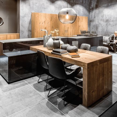 Koje 1 - Nova Lack 73T - Tiefblau HG / Legno 59T - Eiche Trüffel