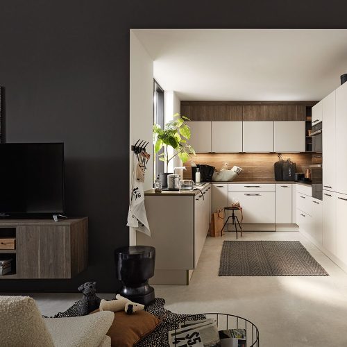 Soft Lack - Sahara / Manhattan - Eiche Graphitsilber